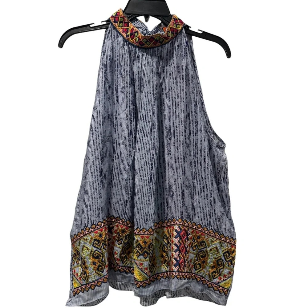 Anthropologie Bhanuni by Jyoti Embroidered and Beaded Halter Top Summer Wear - Picture 2 of 8